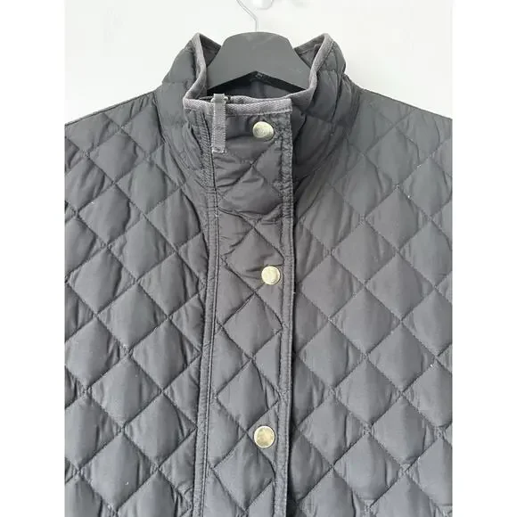 J Crew Women’s Black Quilted 70% Down Coat /Jacket Full Zip /Snaps /Pockets Sz S - Picture 3 of 10